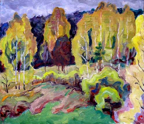��������� ������. / Rainy April. (28x25cm, oil, canvas, 2007)