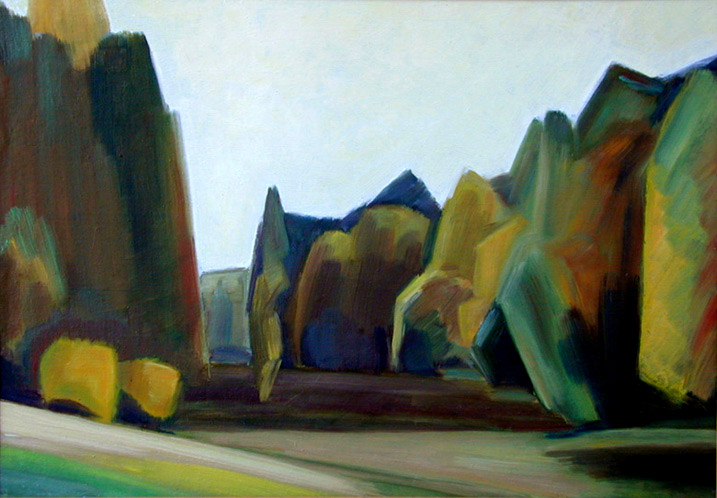 ����� �� ������. / Birches At The Sunset. (49x35cm, oil, canvas, 1997)